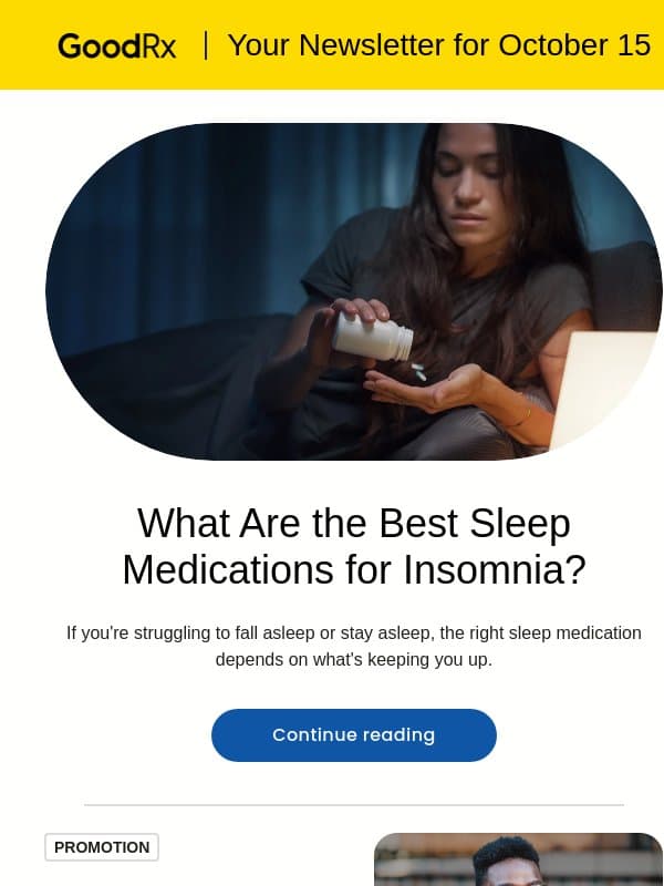 The Best Sleep Medications for Insomnia email from GoodRx Care