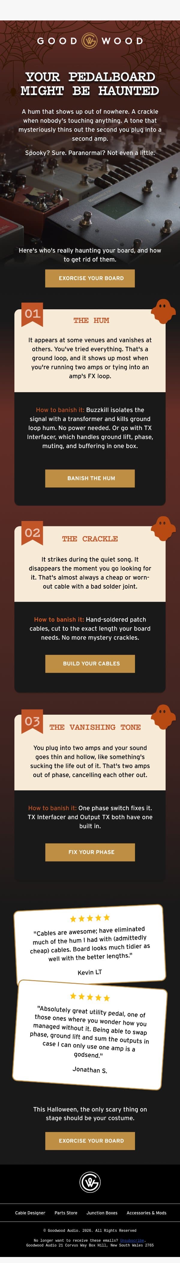 There's a ghost in your signal chain email from Goodwood Audio screenshot