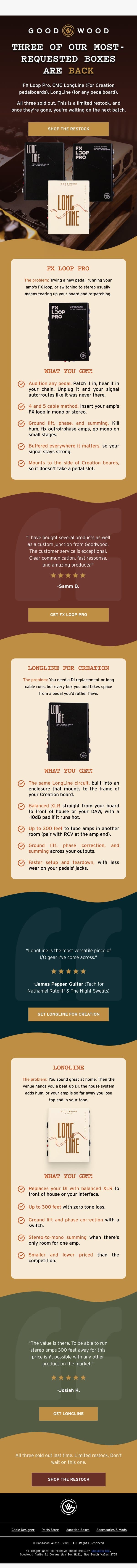 3 of our most-requested boxes are back email from Goodwood Audio screenshot