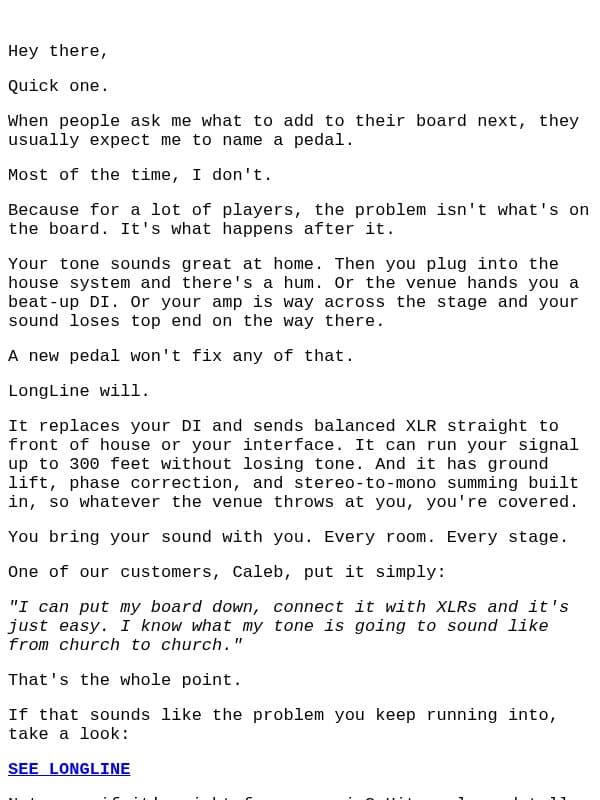 Before you buy another pedal email from Goodwood Audio