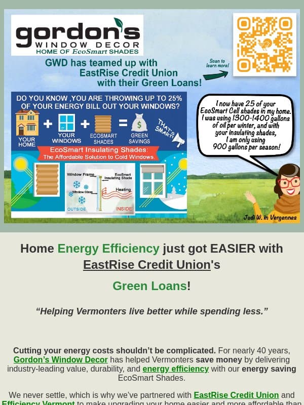EcoSmart Shades just got GREENER!💚 email from Gordon's Window Decor