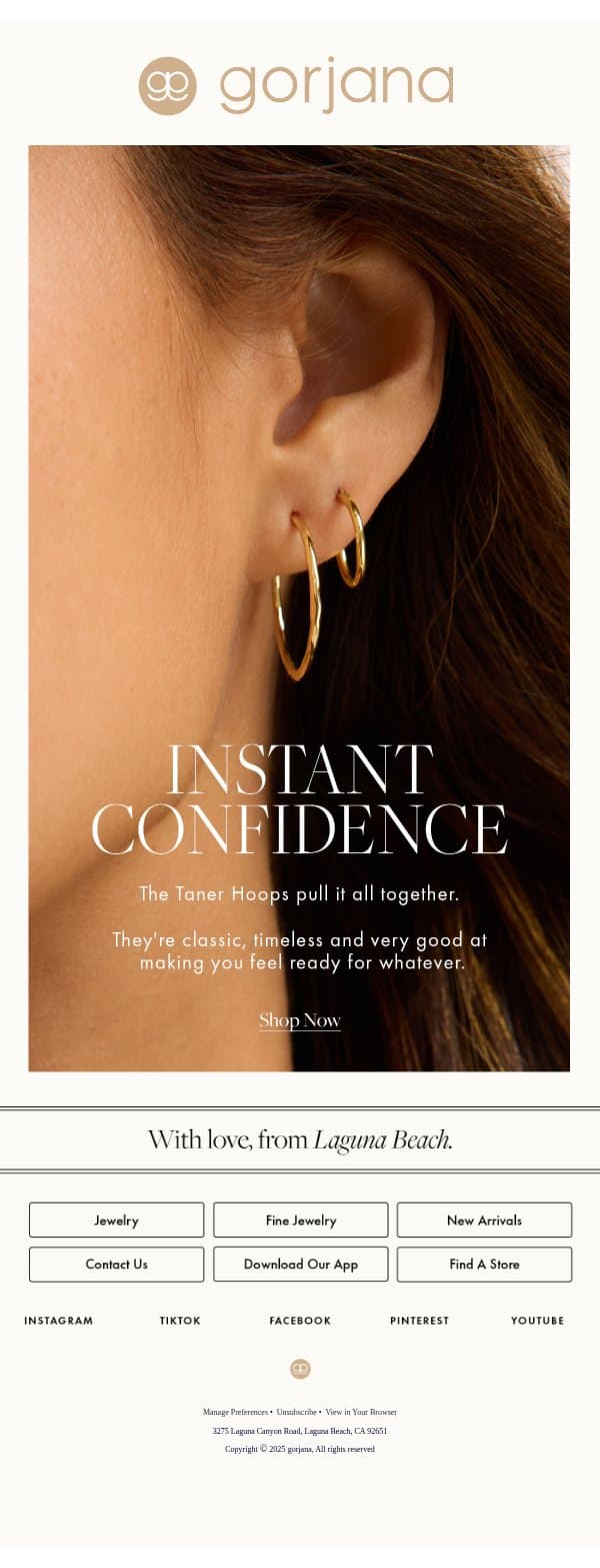 Put your hoops on email from Gorjana screenshot