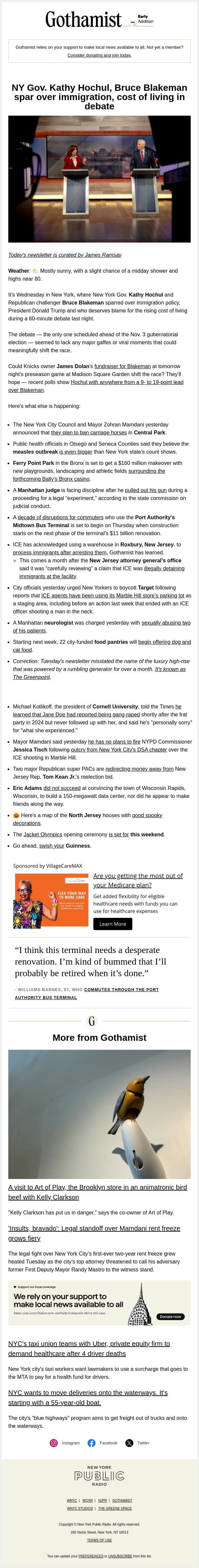 Hochul vs. Blakeman: Recapping their only debate email from Gothamist screenshot