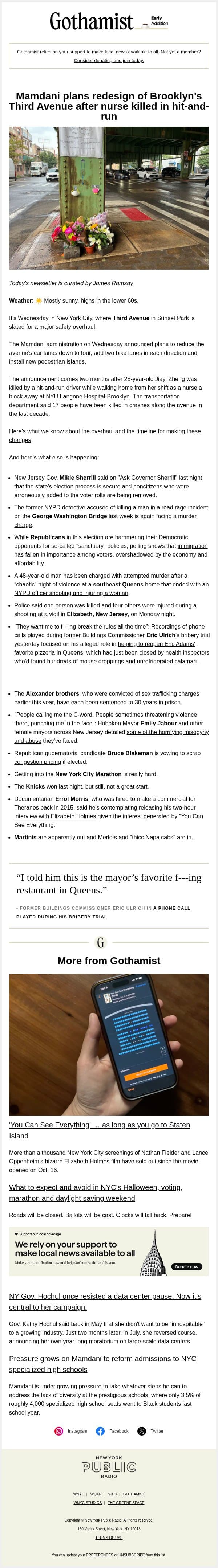 Brooklyn's 3rd Ave set for redesign after nurse killed in hit-and-run email from Gothamist screenshot