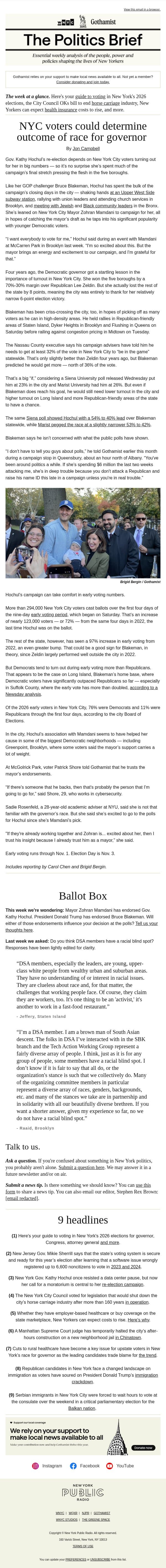 The NYC numbers that could swing the Governor's race email from Gothamist screenshot