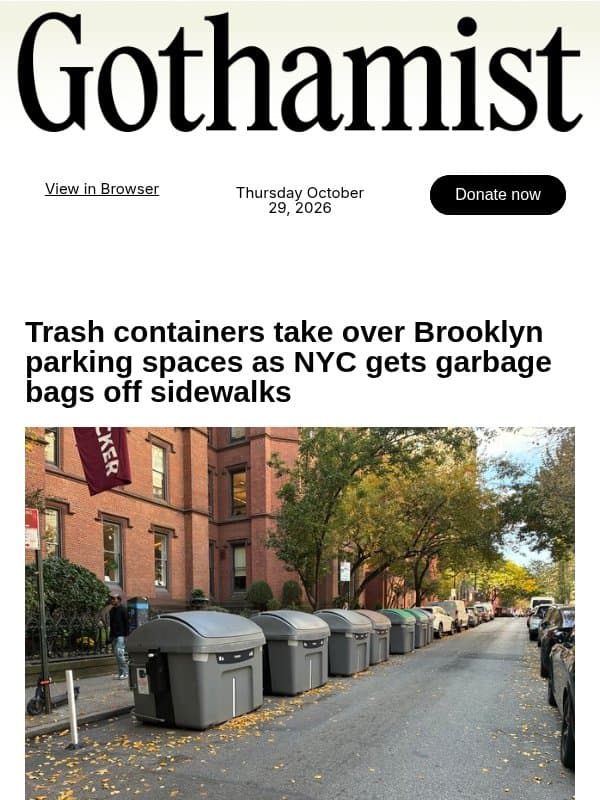 NYC gets garbage bags off the sidewalks in Brooklyn email from Gothamist