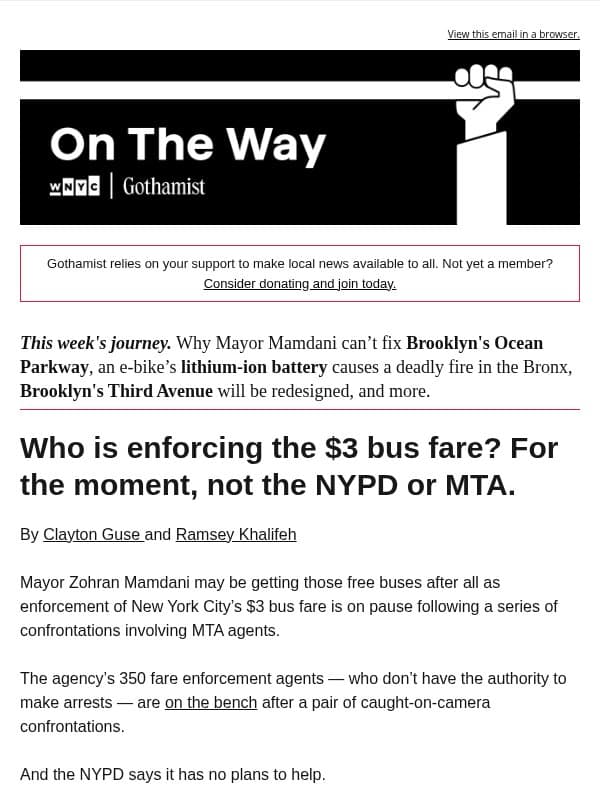 No one is enforcing NYC’s bus fare right now email from Gothamist