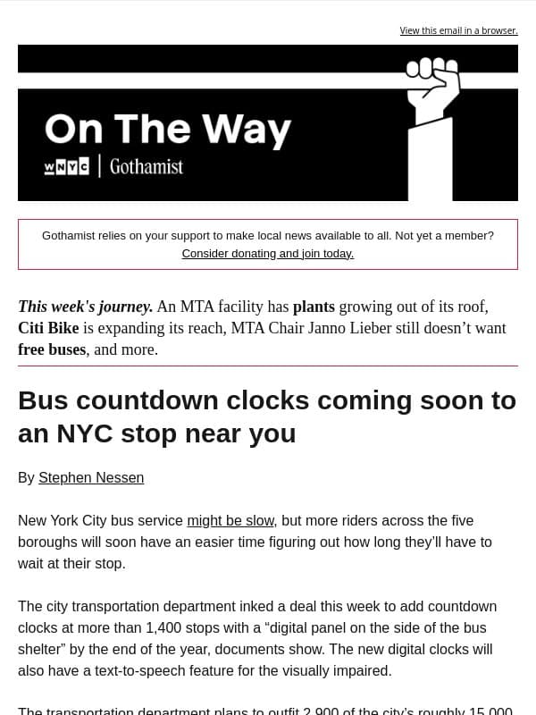 Time for countdown clocks at bus stops email from Gothamist