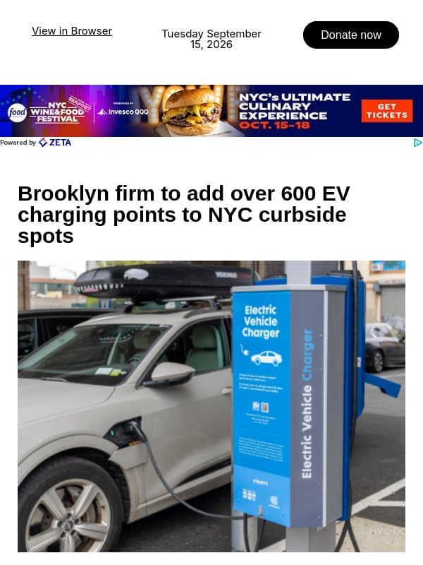 NYC to get 600 more EV charging points email from Gothamist