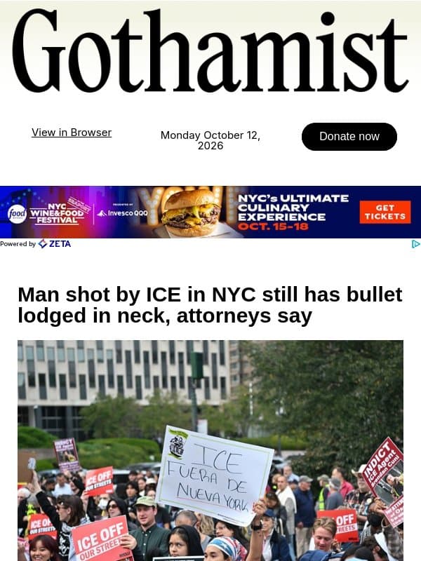 Man shot by ICE in NYC still has bullet lodged in neck email from Gothamist