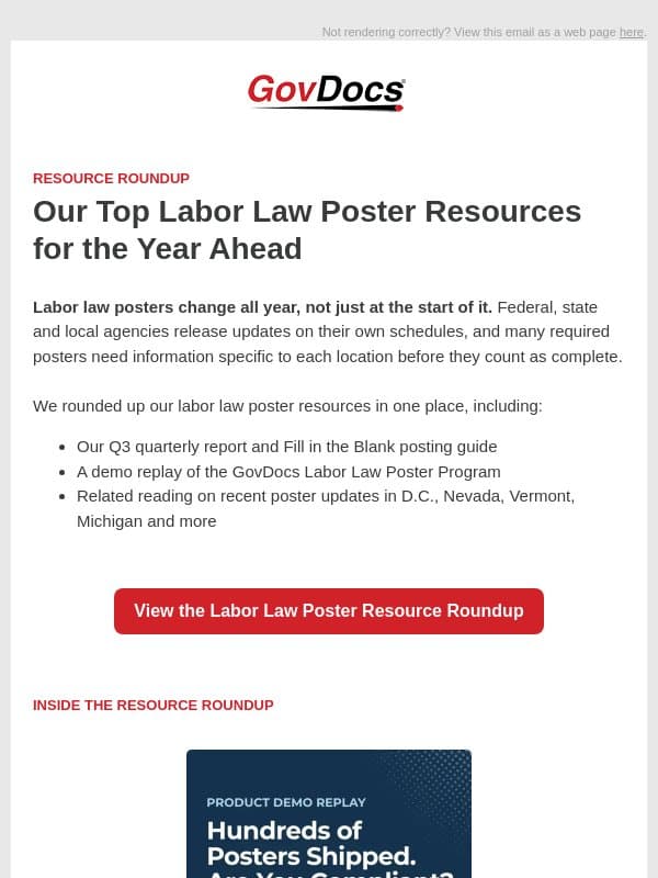 Resource Roundup: Are your posters current at every location? email from GovDocs