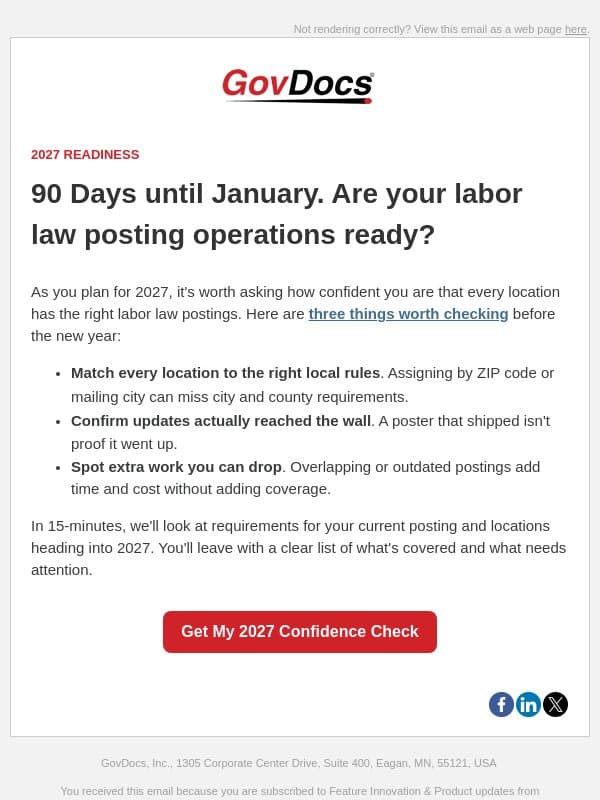 Go into 2027 confident in your posting process email from GovDocs