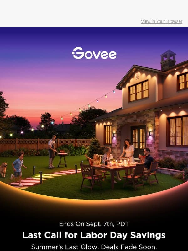 ⏳ Labor Day Sale Ending Soon: Up to 45% Off email from Govee