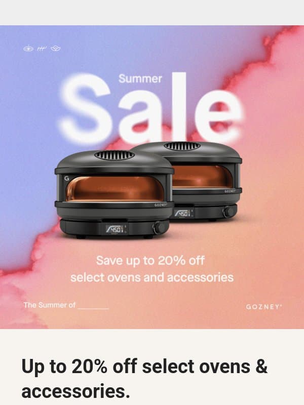Summer Sale Event. Now Live. email from Gozney