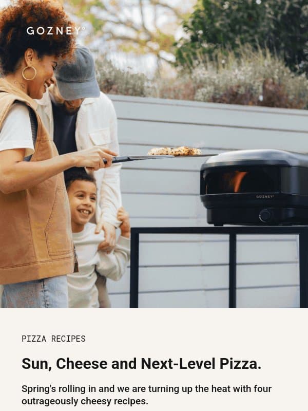 Sun, Cheese and Delicious Pizzas. email from Gozney