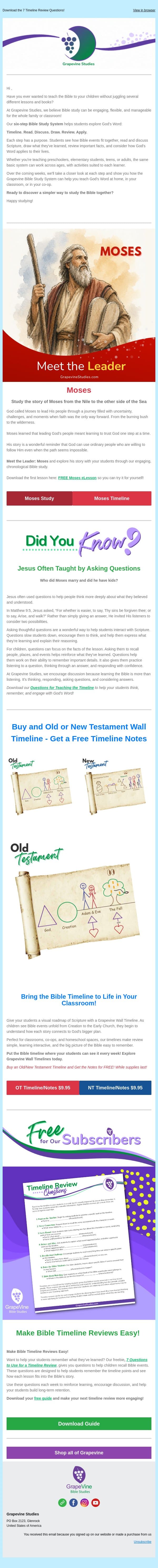 One Bible Study System. đź’ˇAll Ages. email from Grapevine Studies screenshot