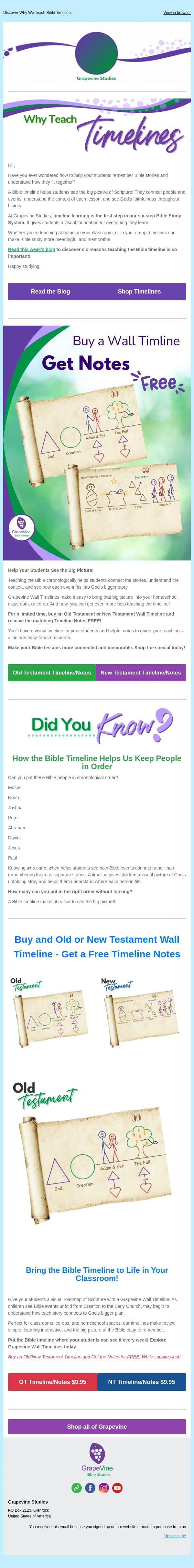 Are Your Students Seeing the Big Picture of the Bible? email from Grapevine Studies screenshot