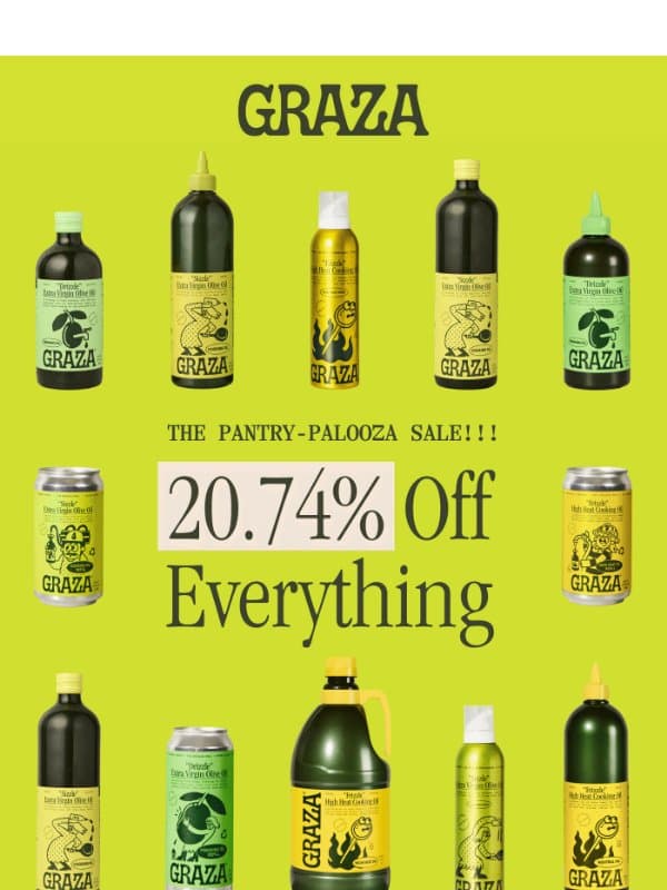 20.74% off everything WOOHOO email from Graza