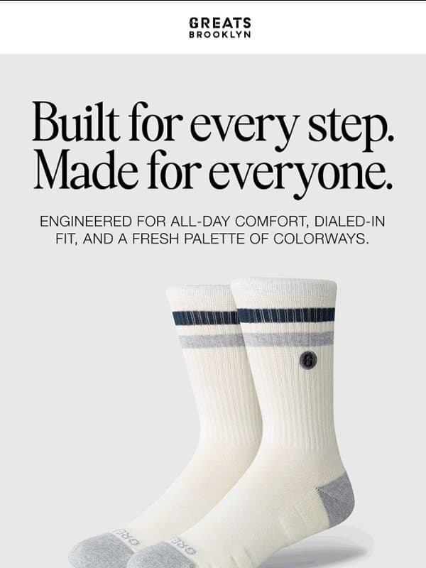 Not just socks. An upgrade. email from Greats