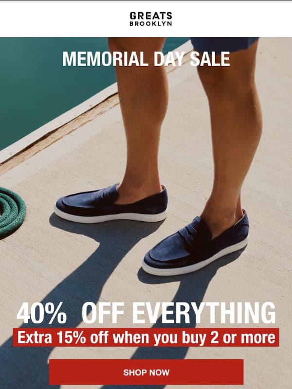 40% off best sellers email from Greats