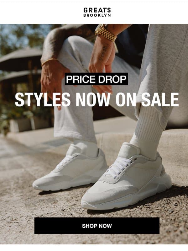 PRICE DROP email from Greats