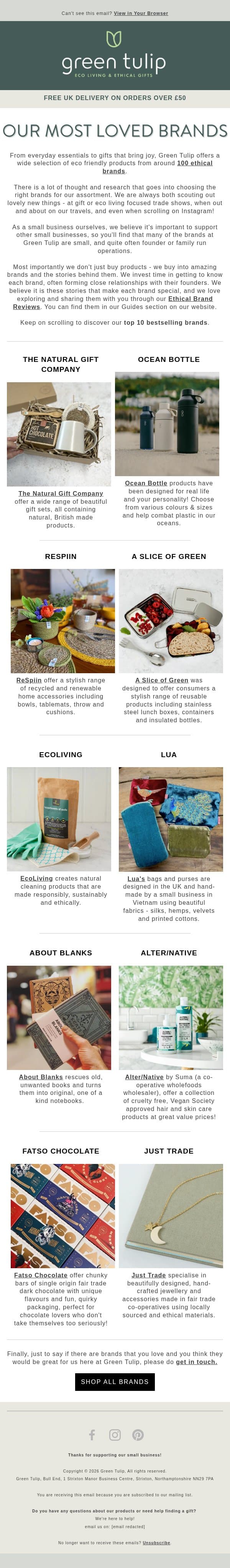 Our most loved brands 💚 email from Green Tulip screenshot