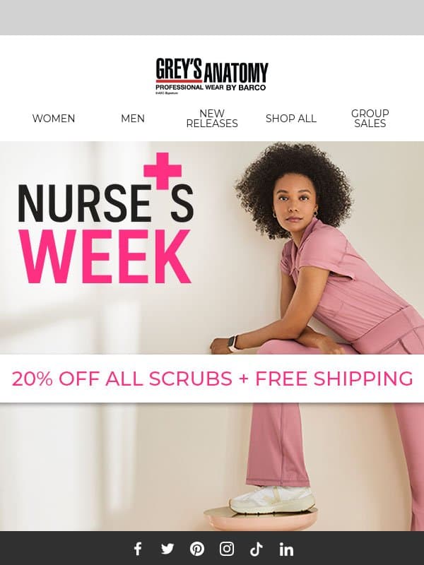 Only a few hours left, last chance! Save 20% Now! 🚨 email from Grey's Anatomy Scrubs