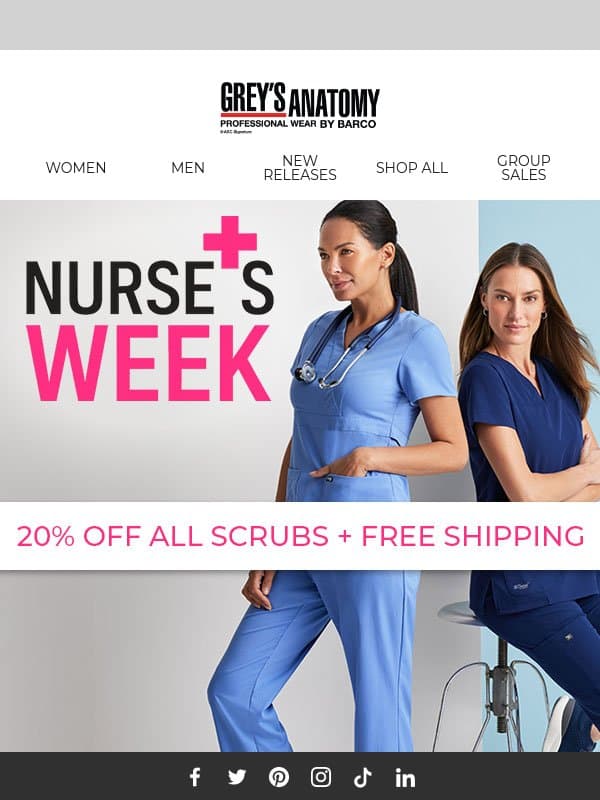 Hurry! Limited Time Nurse's Week Deals! 🎉 email from Grey's Anatomy Scrubs