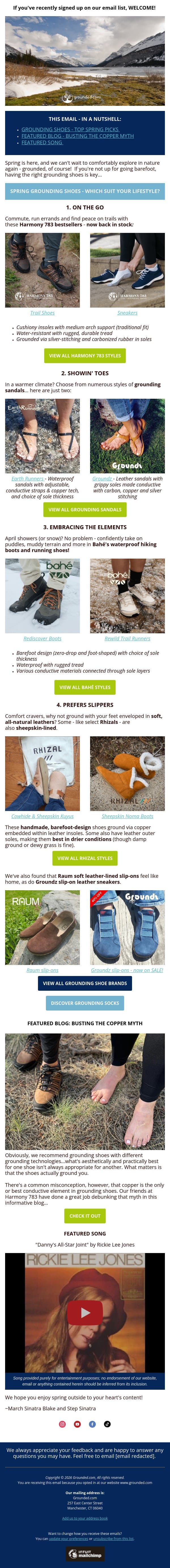 🌿 Spring Into Action with the Best Grounding Shoes email from Grounded screenshot