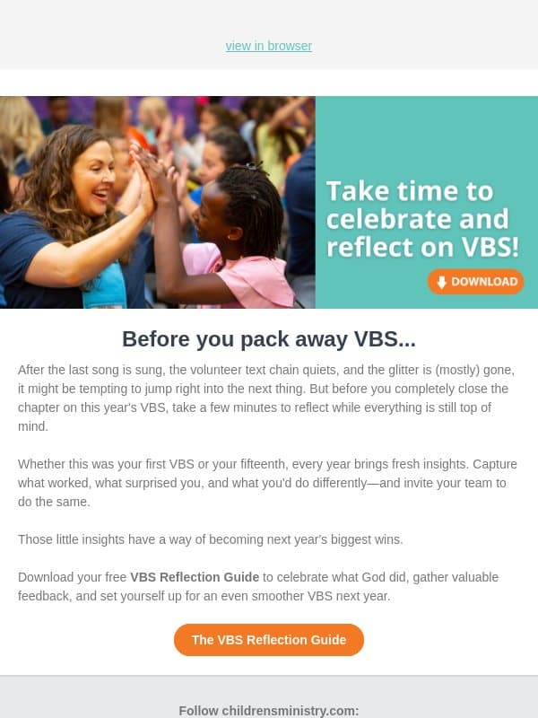 Don't Skip This After VBS! email from Group Publishing