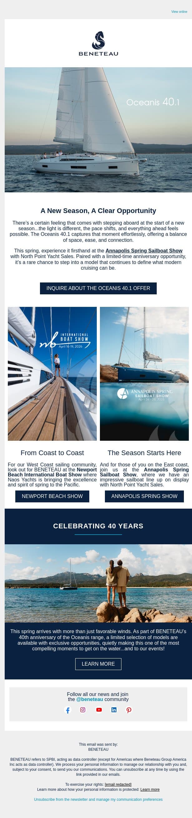 Spring Starts Here email from Groupe Beneteau screenshot