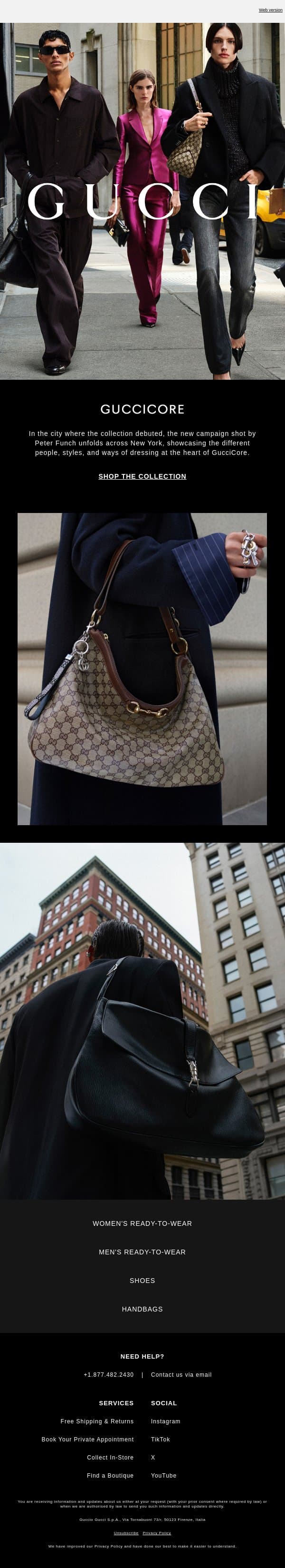 GucciCore Unfolds Across New York email from Gucci screenshot
