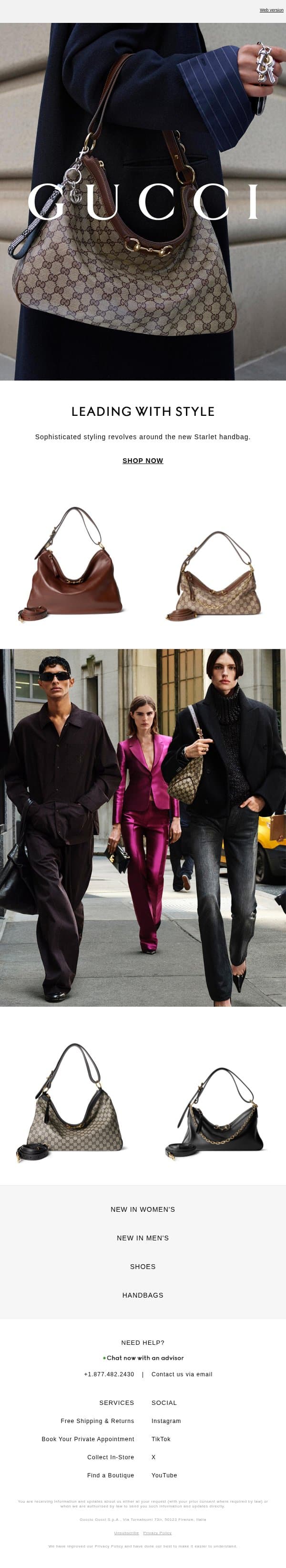 A Starlet Moment email from Gucci screenshot
