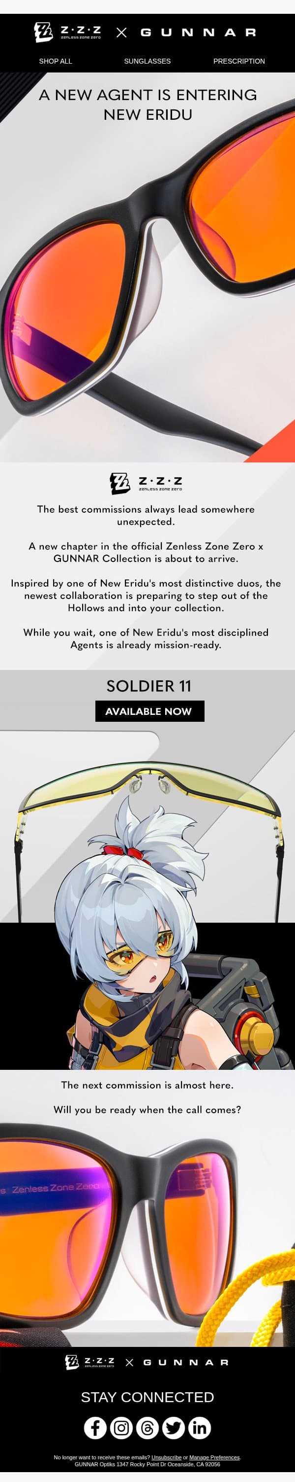 A New Commission Is About to Begin. email from Gunnar Optiks screenshot