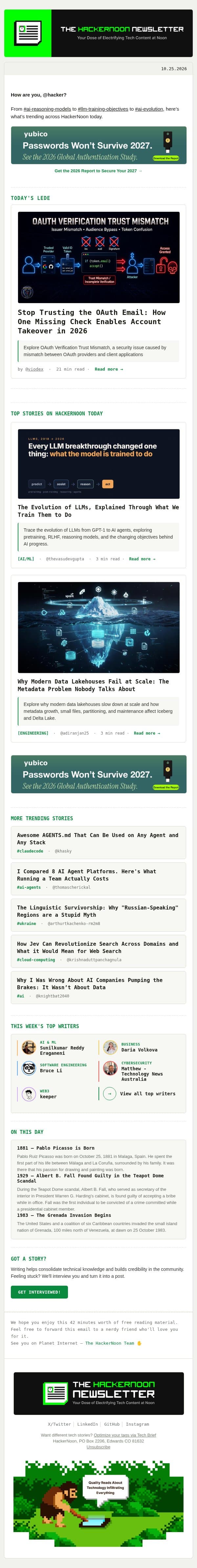 The Evolution of LLMs, Explained Through What We Train Them to Do email from Hackernoon screenshot