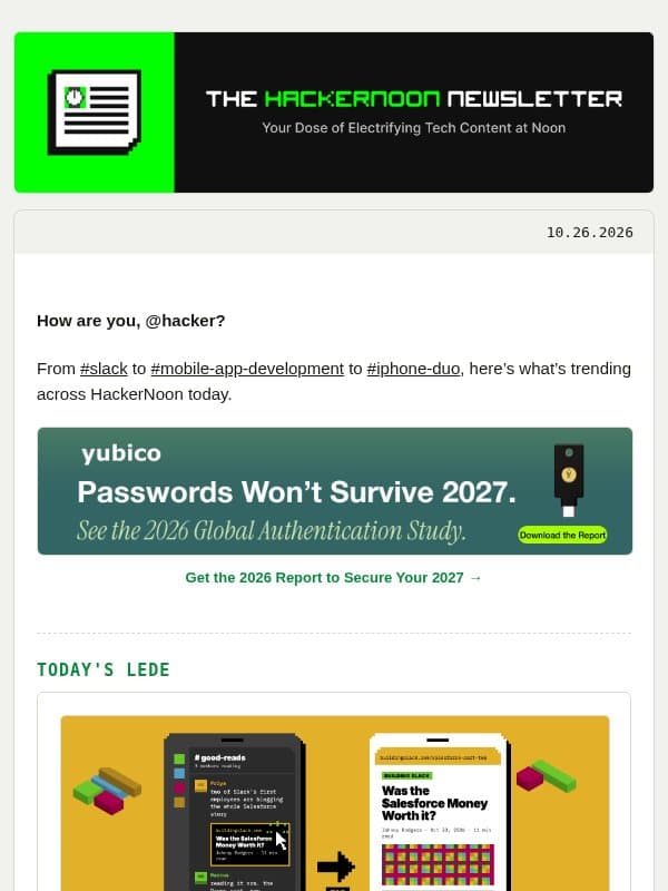 Slacks Original Employees Blog the Inside Story of the $27.7B Salesforce Sale email from Hackernoon