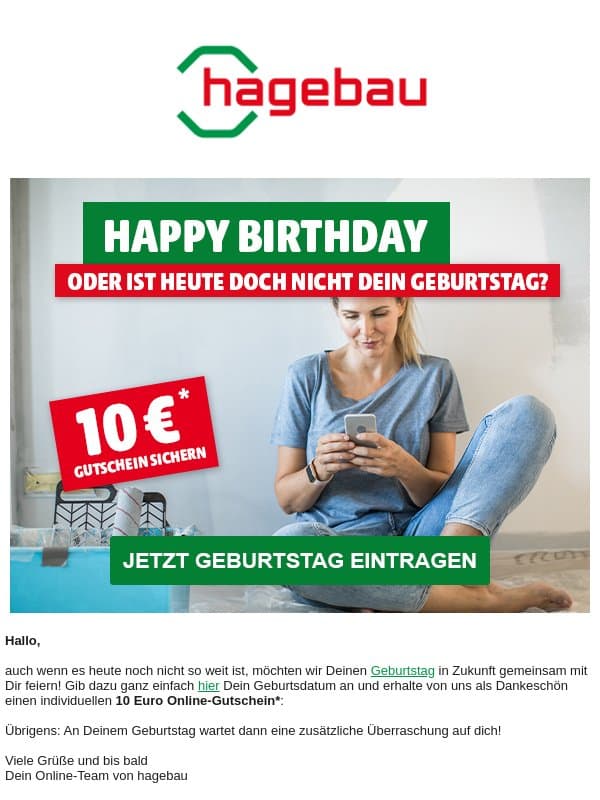 Happy Birthday to you.... email from Hagebau