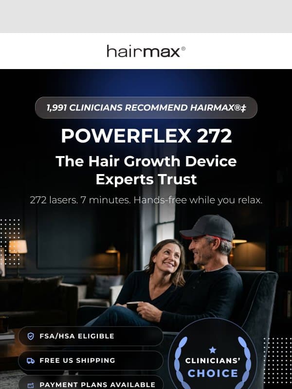 7 Minutes. Hair Growth Starts Here. email from HairMax