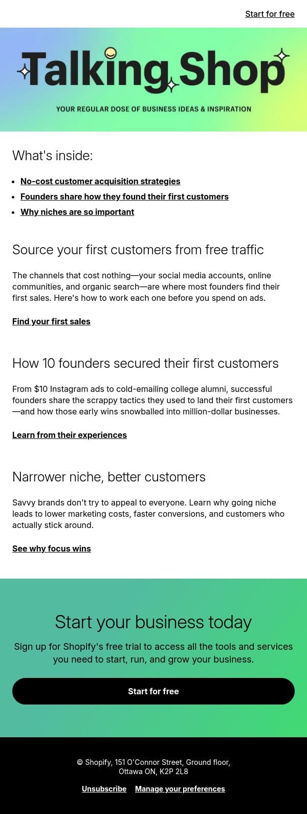 π Where to find your first customers email from Handshake screenshot