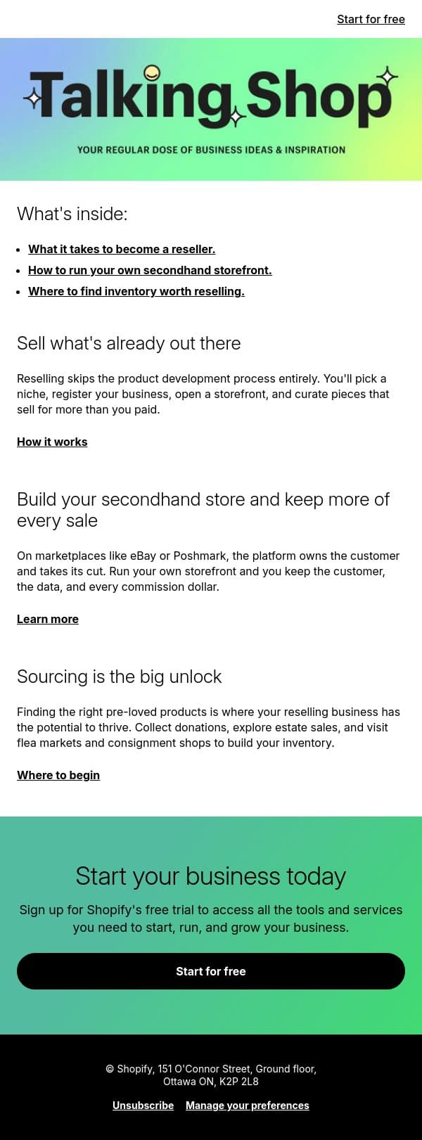 ♻️ How to get started as a reseller email from Handshake screenshot