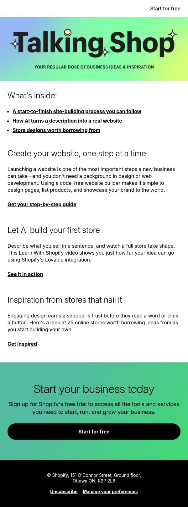π¨ Launch a website you're proud of email from Handshake screenshot