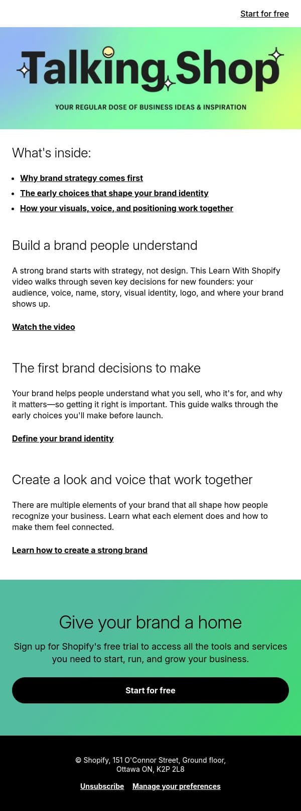 🪜 Branding comes first email from Handshake screenshot