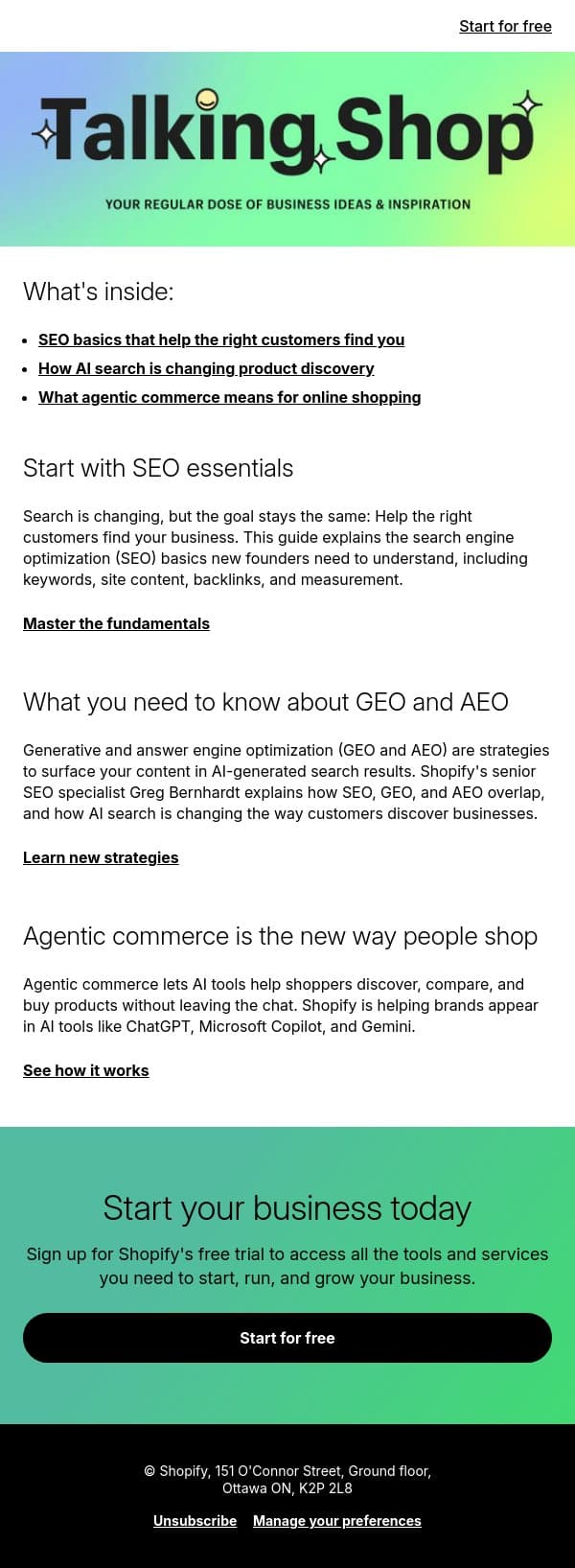 π The new ways shoppers search for products email from Handshake screenshot