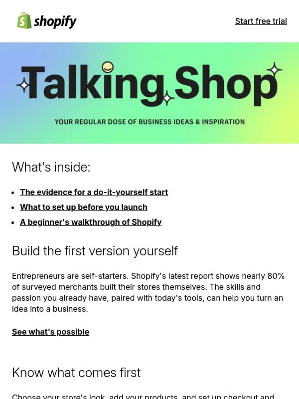 A DIY startup guide email from Handshake