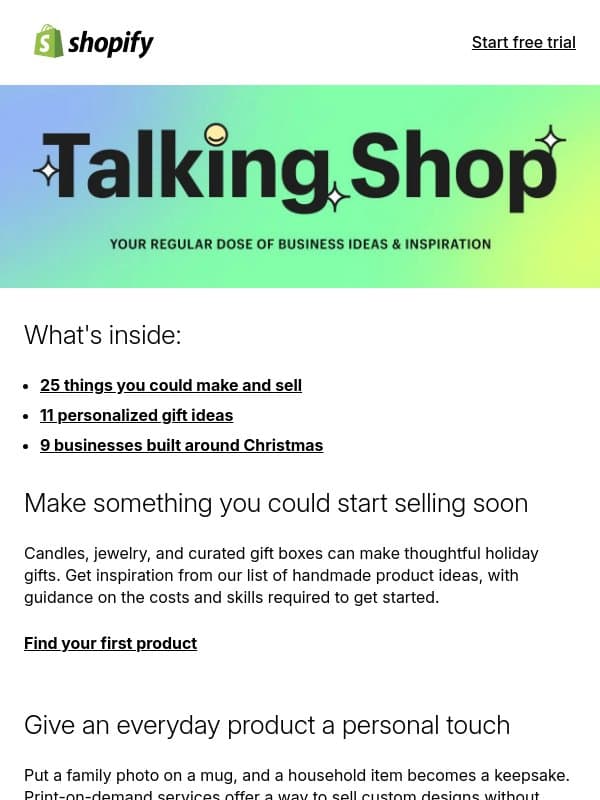 What you could sell this holiday season email from Handshake
