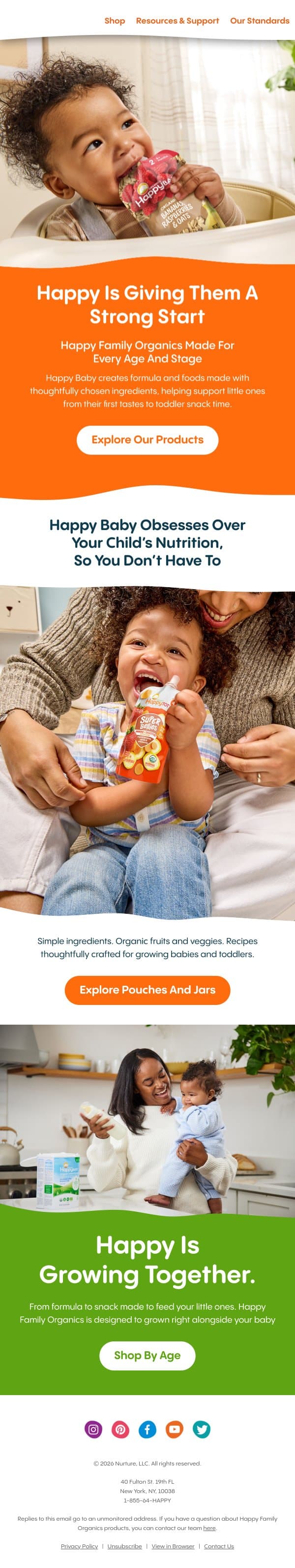 Happy is giving them the best start email from Happy Family Organics screenshot