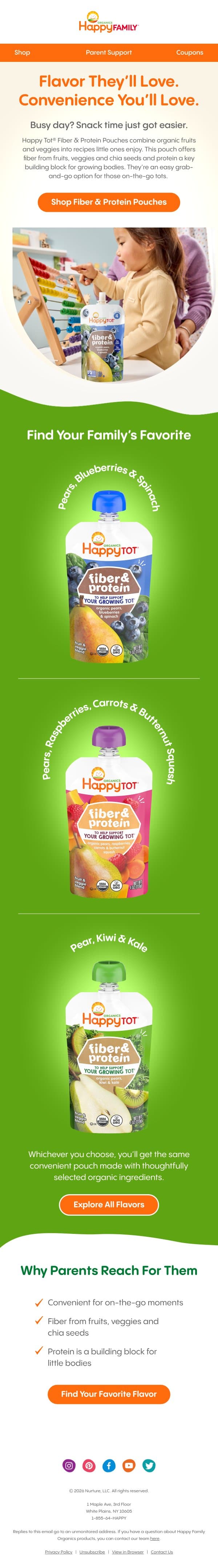 Meet the Pouches Tots (and Parents) Love email from Happy Family Organics screenshot