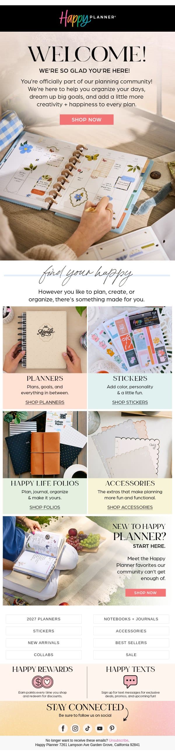 Welcome to Your Happy Place π email from Happy Planner screenshot