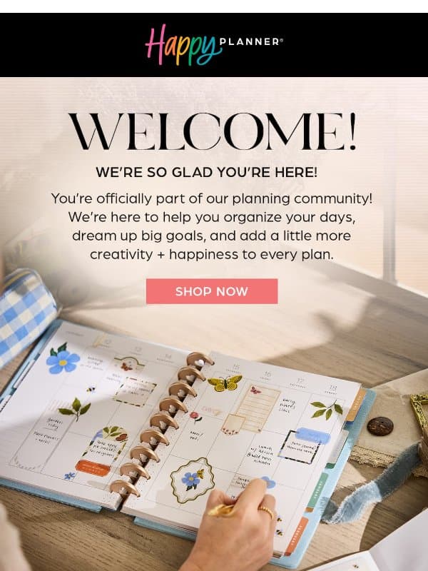 Welcome to Your Happy Place π email from Happy Planner