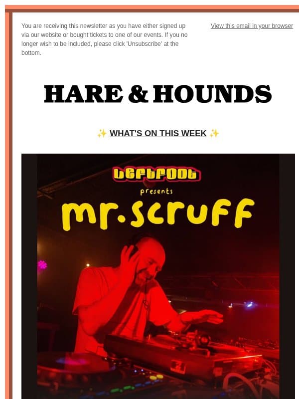 ✨ WHAT'S ON THIS WEEK ✨ email from Hare & Hounds